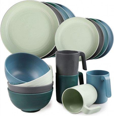 Set de vesela Greentainer, plastic, multicolor, 16 piese