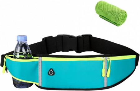 Borseta sport CYchen, nailon, albastru/negru/verde, 95 x 10,5 cm