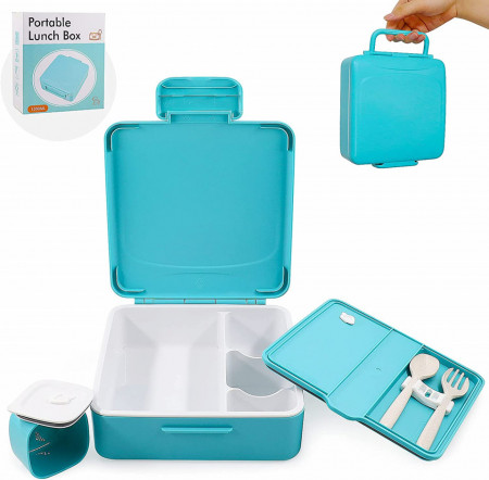 Caserola pentru pranz Victarvos, albastru/alb, plastic, 1,3 L, 18 X 18 X 7 cm