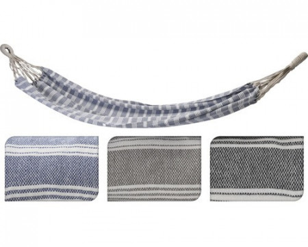 Hamac tesatura/textile, bej/albastru/gri, 110 x 220 cm