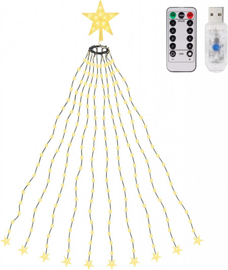 Instalatie pentru bradul de Craciun Salcar, LED, alb cald, 200 cm