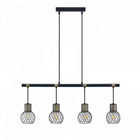 Lustra tip pendul Cornel, metal, negru/auriu, 87 x 120 cm