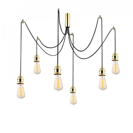 Lustra tip pendul Faer, metal, negru/auriu, 102 x 126 x 126 cm