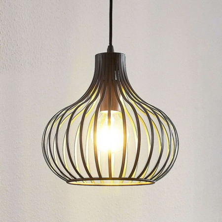 Lustra tip pendul FRANCES, metal, maro inchis, 28 x 150 cm