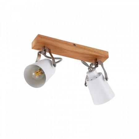 Plafoniera cu 2 lumini Blana, lemn/metal, alb/natur, 28 x 6 x 15,8 cm