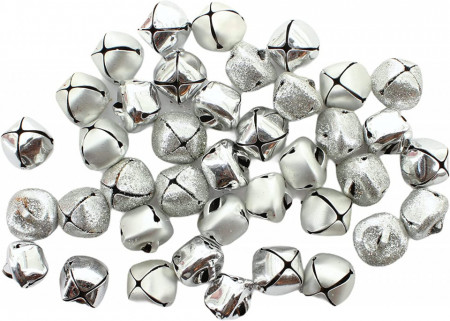 Set de 105 clopotei pentru artizanat creativ MIJOMA, argintiu, metal, 15 x 15 mm