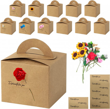 Set de 12 cutii pentru prajituri BLLREMIPSUR, hartie, natur, 8 x 9,5 x 9,5 cm