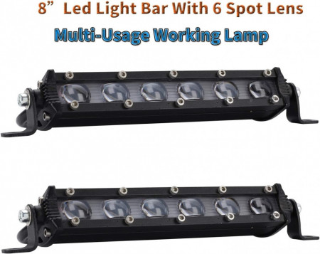 Set de 2 Led Bar YUGUANG, aluminiu, negru, 20 cm, 6000 lumeni