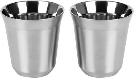 Set de 2 pahare de cafea Coairrwy, otel inoxidabil, argintiu, 160 ml, 8 x 7,6 cm