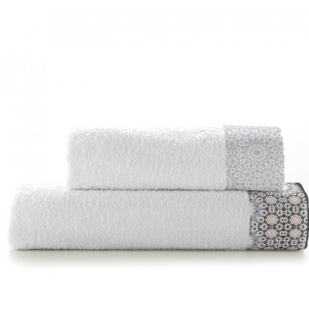Set de 2 prosoape Blue Skye, bumbac, alb/gri/roz