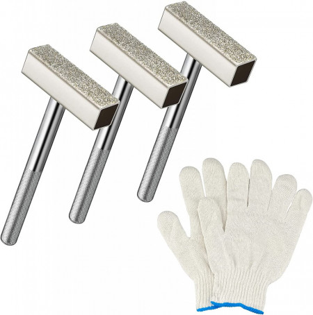 Set de 3 bucati de slefuire dresser roata si o pereche de manusi Cishow, diamant, argintiu, 9.7 x 4.6 cm