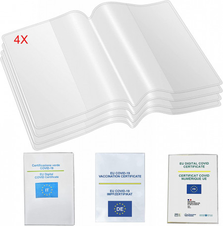 Set de 4 coperti pentru pasaport/carnet Mizijia, PVC, transparent, 154 X 110 mm