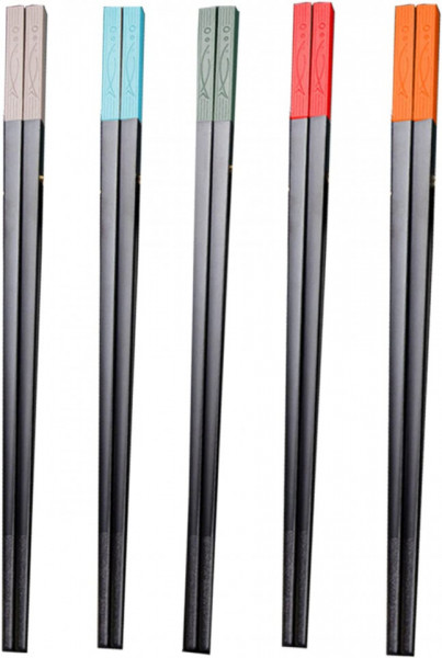 Set de 5 perechi de betisoare pentru servirea mesei thirei, fibra desticla, multicolor, 22,5 cm
