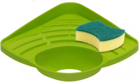 Suport pentru buretele de vase SwirlColor, plastic, verde, 27,5 x 19,5 x 7,6 cm