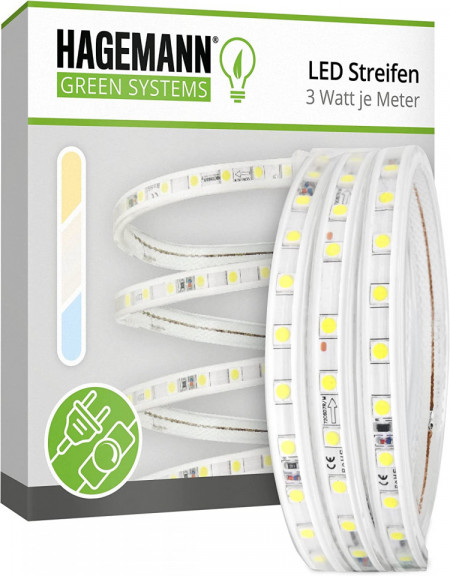Banda LED Hageman, alb rece, 9 m