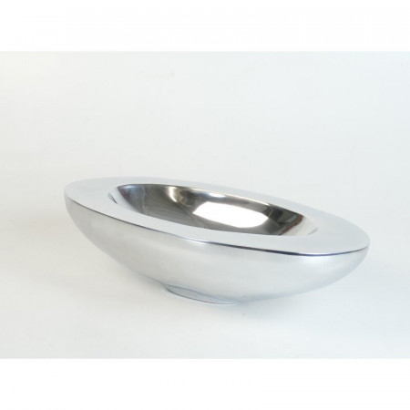 Bol decorativ Bartee, metal, argintiu, 11 x 43 x 22,5 cm