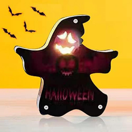 Decoratiune pentru Halloween Ding Yongliang, LED, lemn, negru/rosu, 20 x 20 cm