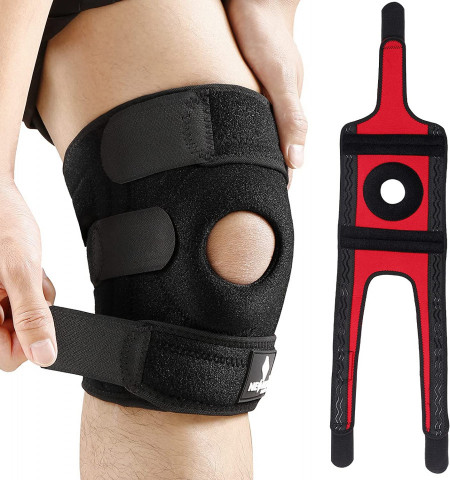Genunchiera cu stabilizatori laterali NEENCA, negru, silicon/poliester, M
