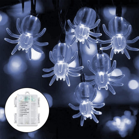 Instalatie 50 LED-uri Yaclonq, 8 moduri iluminare, baterii, 5 m