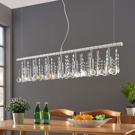 Lustra tip pendul Matei, metal/cristal/sticla, crom, 100 x 160 cm