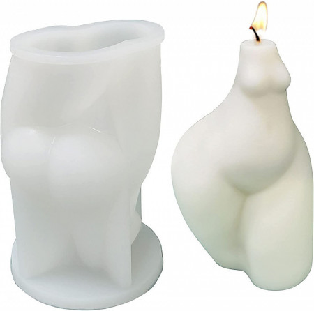 Matrita pentru lumanare Tiruiya, silicon, alb, 147 x 80 x 95 mm