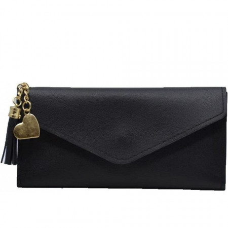 Portofel pentru femei MARLUIS, piele artificiala, negru, 19 x 9,5 cm