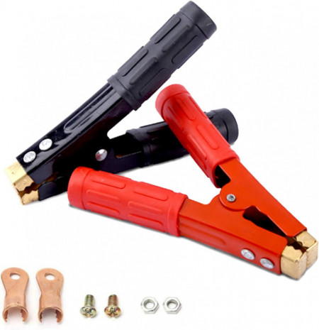 Set de 2 cleme de cablu terminale de baterie electrice Neocre, cupru/PVC, 800 A, rosu/negru, 16 x 11 x 2,5 cm
