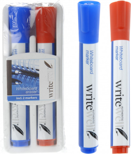 Set de 2 markere pentru whiteboard Karll, rosu si albastru