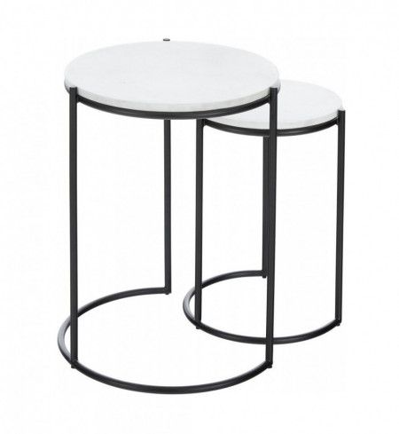 Set de 2 mese laterale Ella, alb/negru