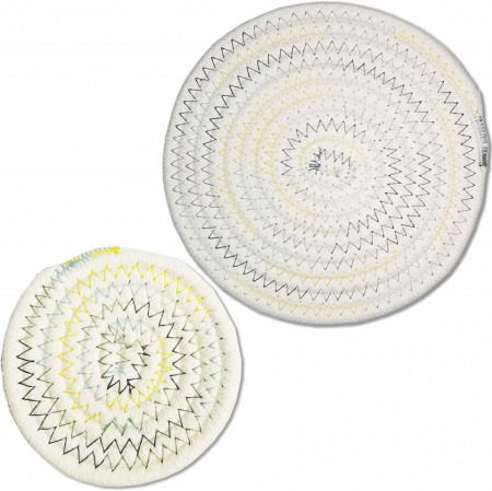 Set de 2 suporturi pentru cana/castron DAFROH, bumbac, rotund, multicolor, 12 cm / 18 cm