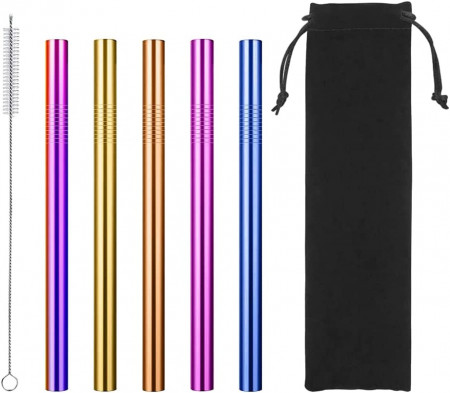 Set de 5 paie de baut si perie de curatare Ropniik, otel inoxidabil, multicolor, 21,5 x 1,2 cm