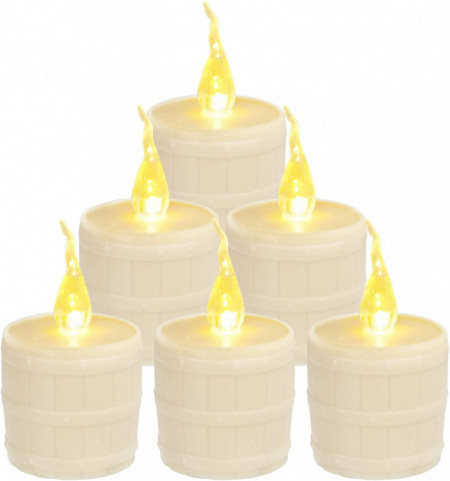 Set de 6 lumanari cu baterii HuiJuKeJi, LED, plastic, galben, 10 x 6 cm
