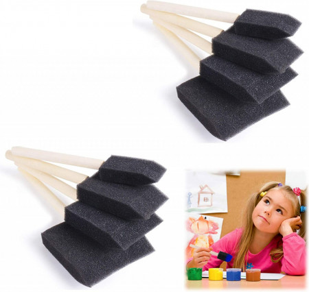 Set de 8 pensule Gu, spuma/lemn, natur/negru