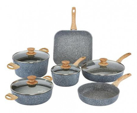Set de vase de gatit Pierre Gourmet cu maner de lemn, 10 piese
