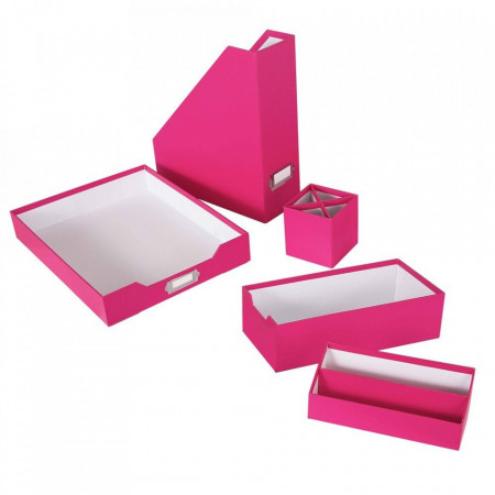 Set organizare birou, roz mat, 5 piese
