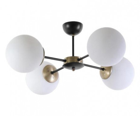 Lustra Floriane, metal/sticla, alb/negru/auriu