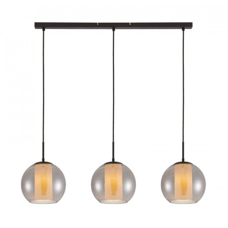 Lustra tip pendul YELA, metal/sticla, negru/gri fumuriu