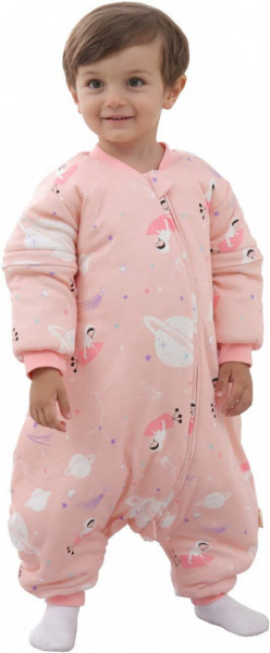 Pijama pentru copii Mosebears, roz, bumbac, M, 18-36 luni