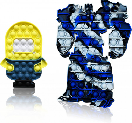 Set de 2 jucarii anti-stres JSXNBL, silicon, galben/albastru, 28/18,5 cm