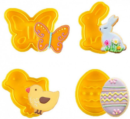 Set de 4 forme pentru prajituri Ding Yongliang, plastic, galben