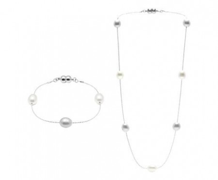 Set de colier si bratara Shimmer gri