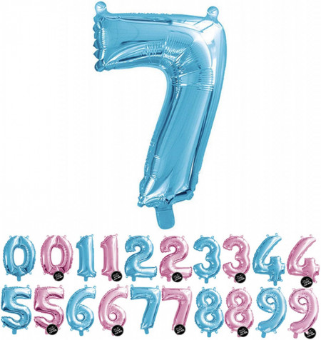 Balon aniversar Haioo, cifra 7, albastru, 66 cm