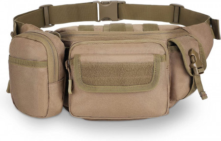 Centura militara pentru drumetii/camping UBORSE, tesatura oxford, maro, 24 x 9 x 17 cm