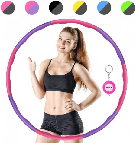 Cerc pentru fitness/masaj Bify, metal/spuma, mov/roz, 88 cm