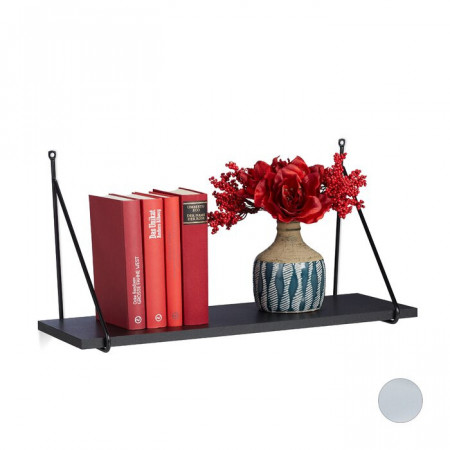 Etajera Lurello, metal, negru, 30 x 60 x 22 cm