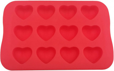 Forma pentru cuburi de gheata HEIGOO, silicon, inima, rosu, 16 x 10,5 x 1,6 cm