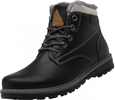 Ghete de iarna cu blana Mishansha, piele sintetica, negru, 37