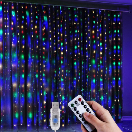 Instalatie tip plasa Anpro, LED, multicolor, 300 x 320 cm