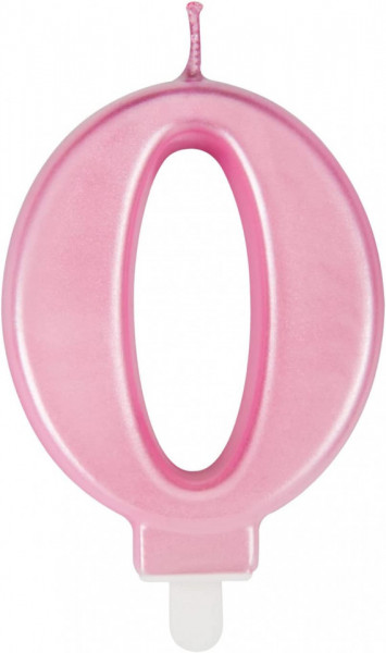Lumanare pentru tort cifra 0 UVTQSSP, ceara, roz, 8 cm