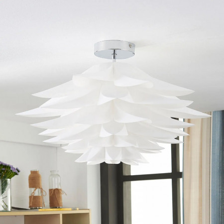 Lustra Rimon, metal/PVC, crom/alb, 32 x 50 cm